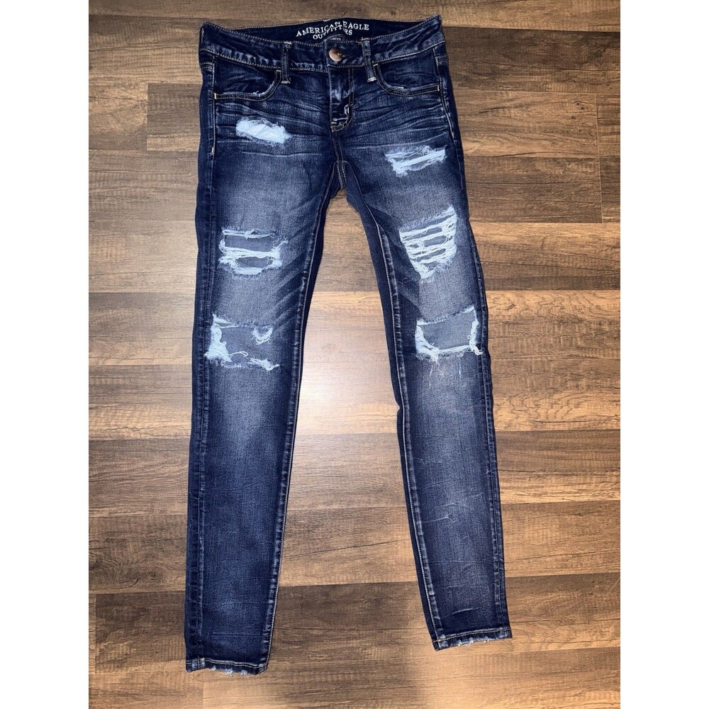 American Eagle Women's Super Low Jegging Jean Size 4 Regular Blue Denim Stretch